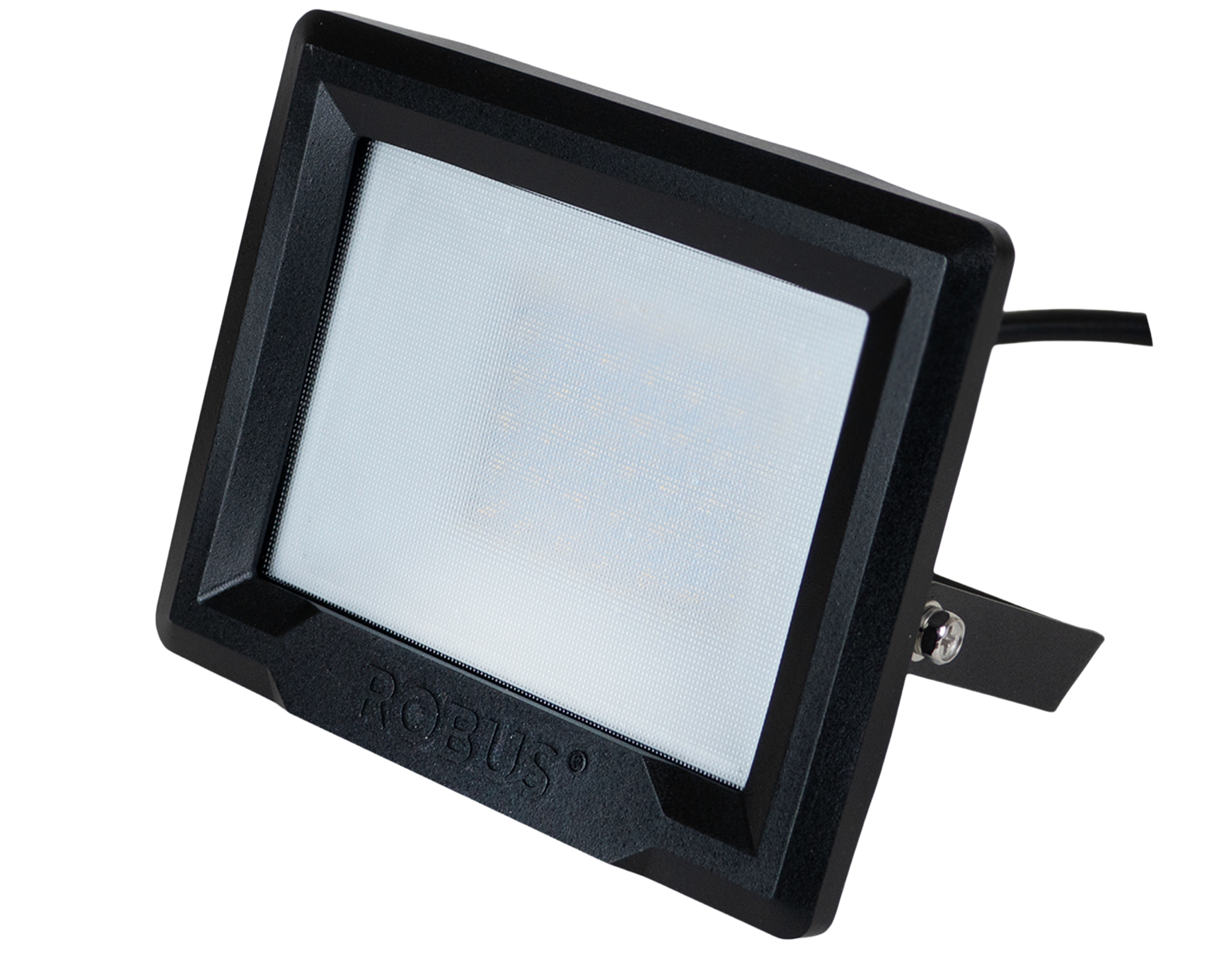 HiLume 100W LED flood light, IP65, Black, 3000K, c/w 1m flex