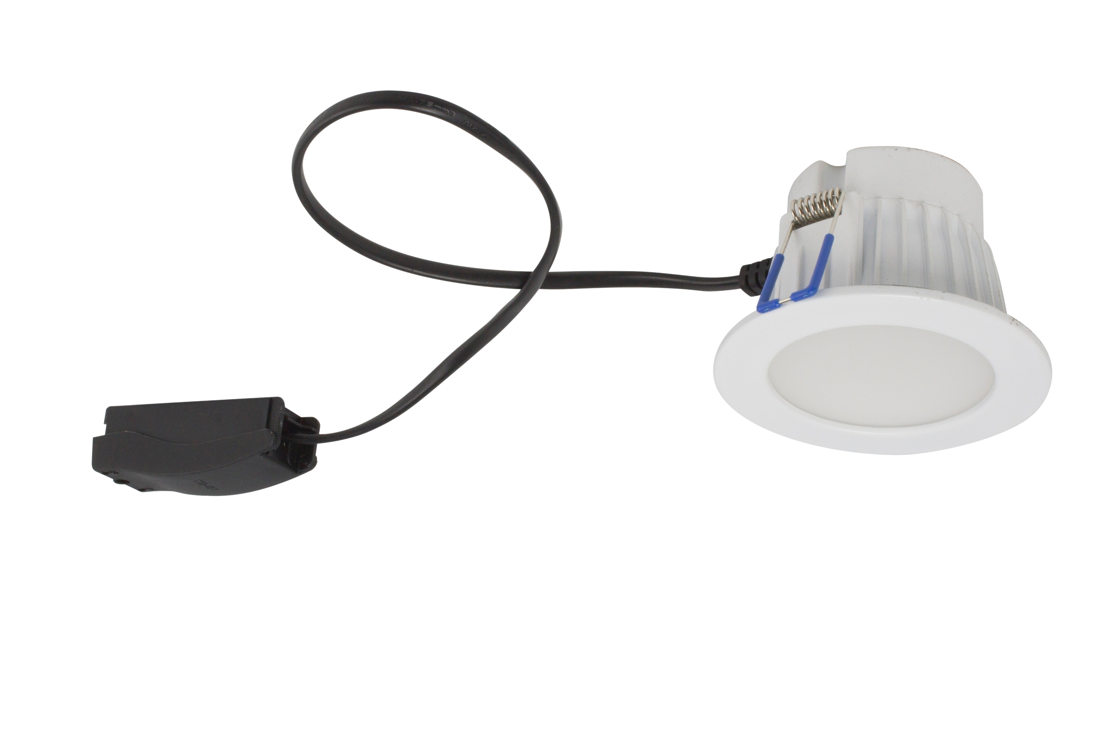 TAYLOR 7W IP44 LED DIM DOWNLIGHT, 3000K, 4000K, 6500K, 72MM CUT OUT, c/w white and B chrome tri