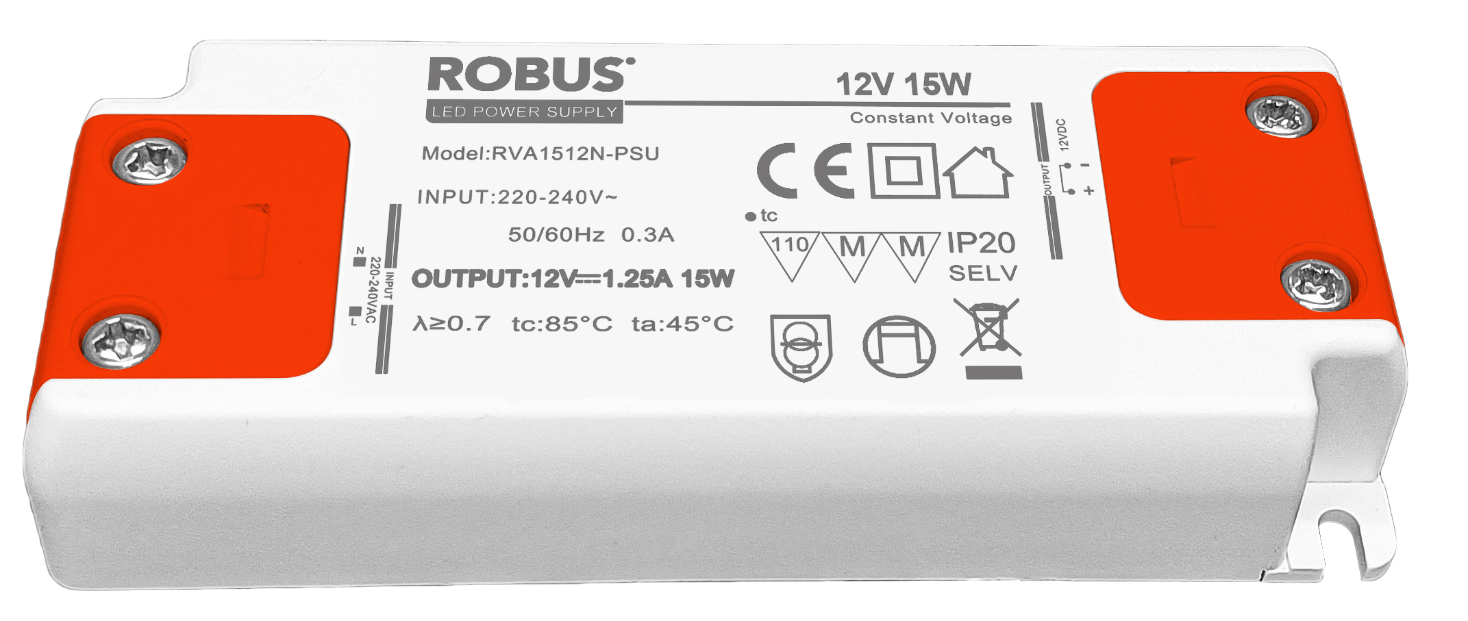 VEGAS 15W, 12V, IP20 constant voltage driver, non dimmable