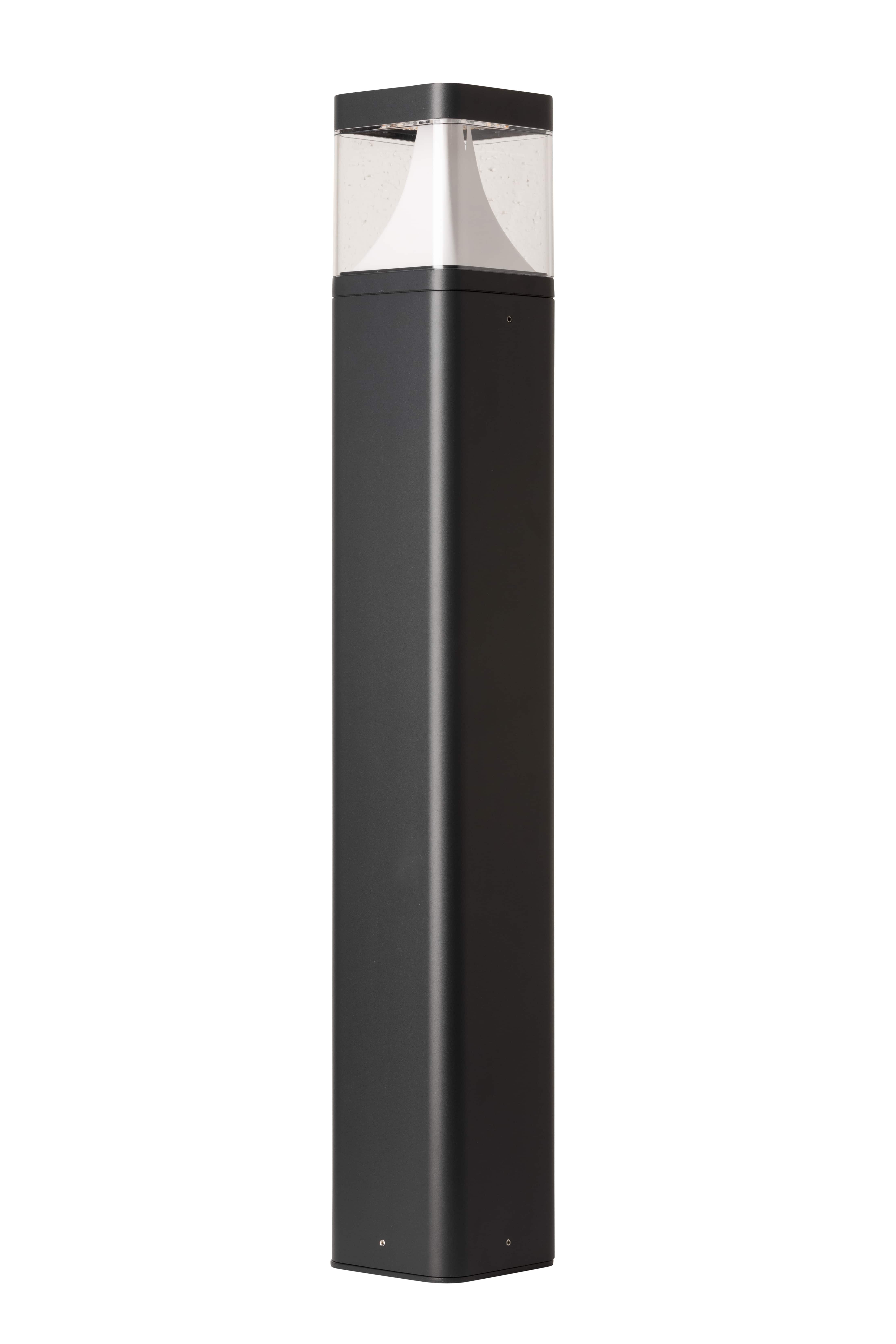 CUBELUX 15W LED, 1100lm, 3000K, 800mm, Die-cast Aluminium Square Bollard,  Dark Grey
