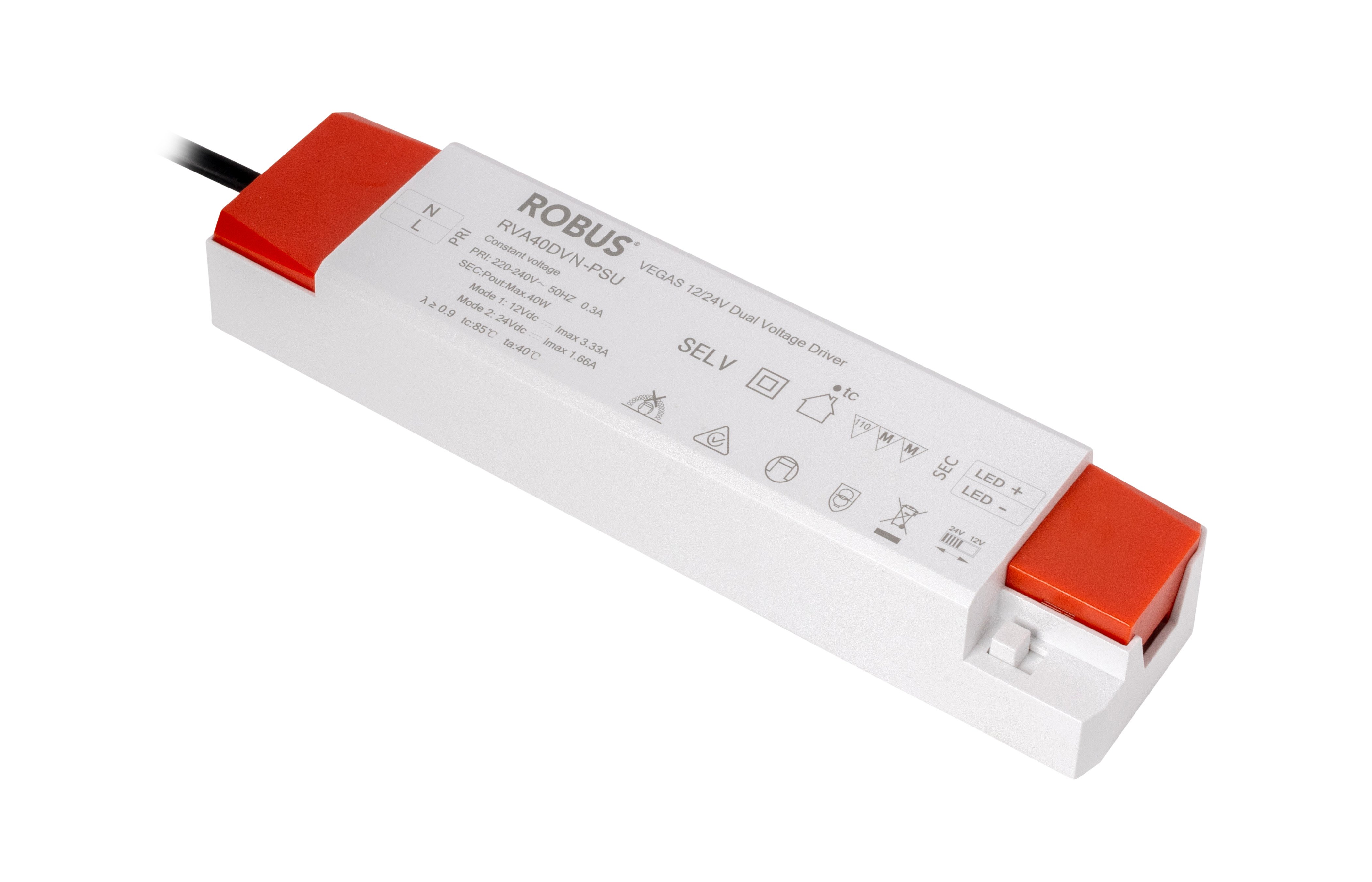VEGAS 40W 12/24V Dual Voltage Driver Non-Dimmable IP20