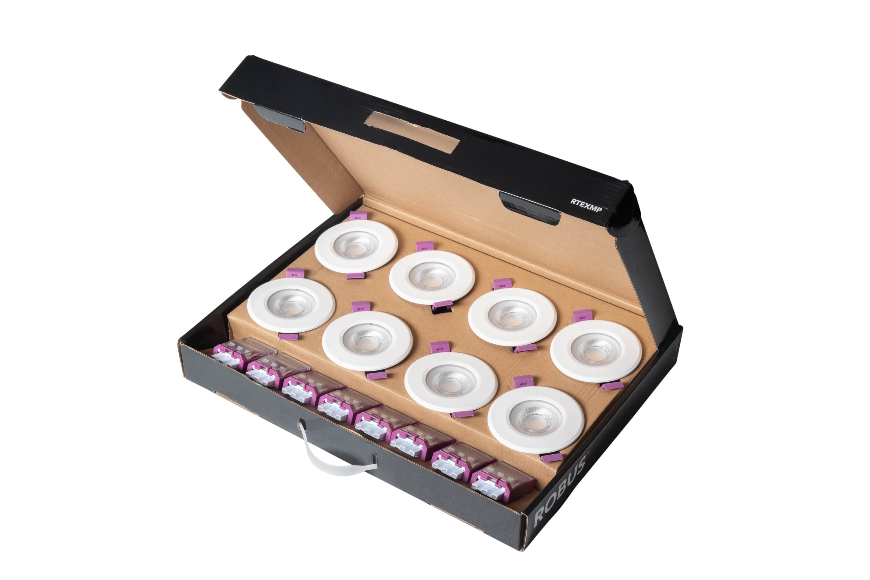 TRIUMPH EXPRESS 4/6 Dual Wattage IP65 Fire Rated Downlight CCT4 2 part connector white Trim  Multi-pack (8pcs)