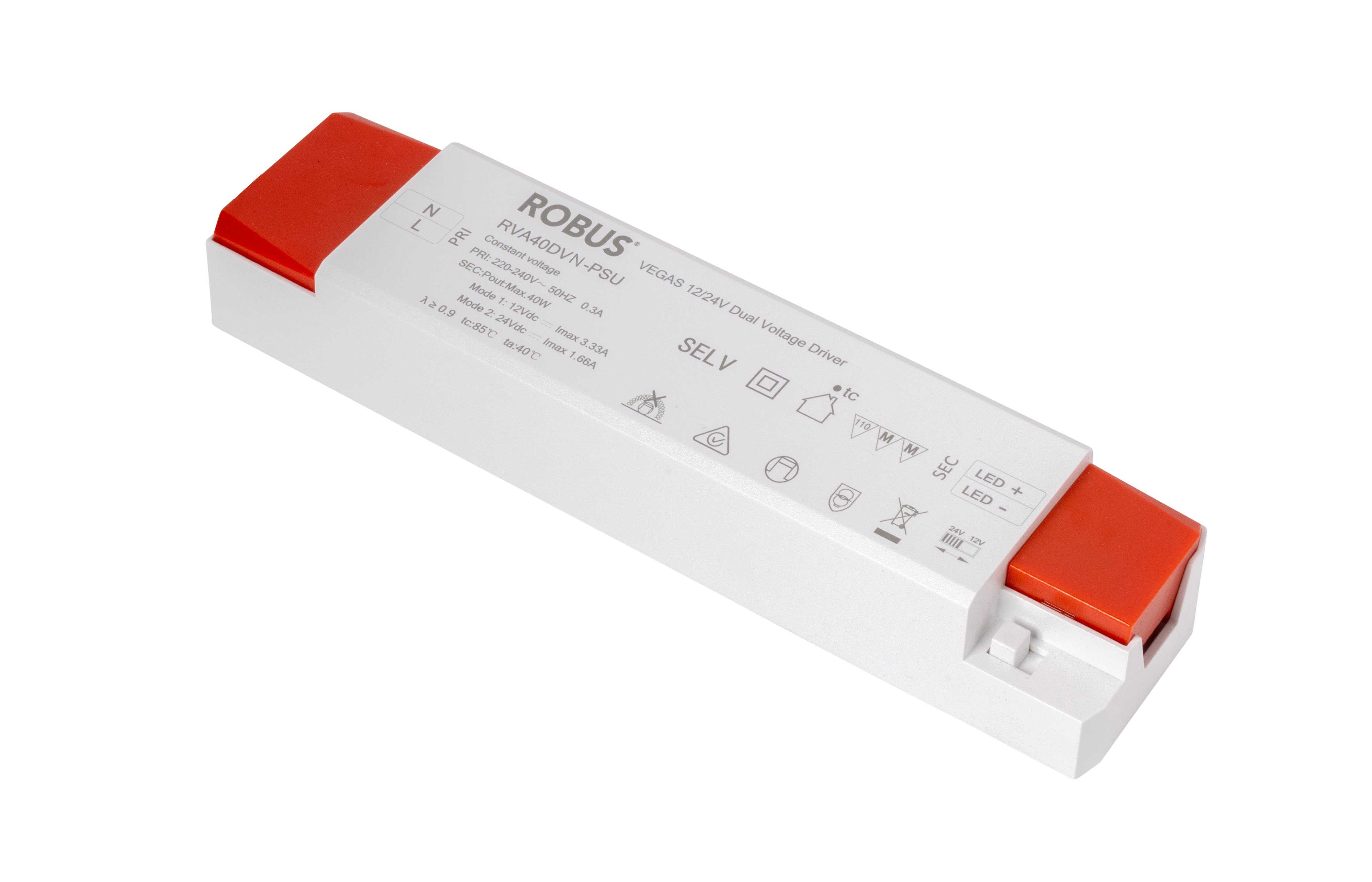 VEGAS 40W 12/24V Dual Voltage Driver Non-Dimmable IP20